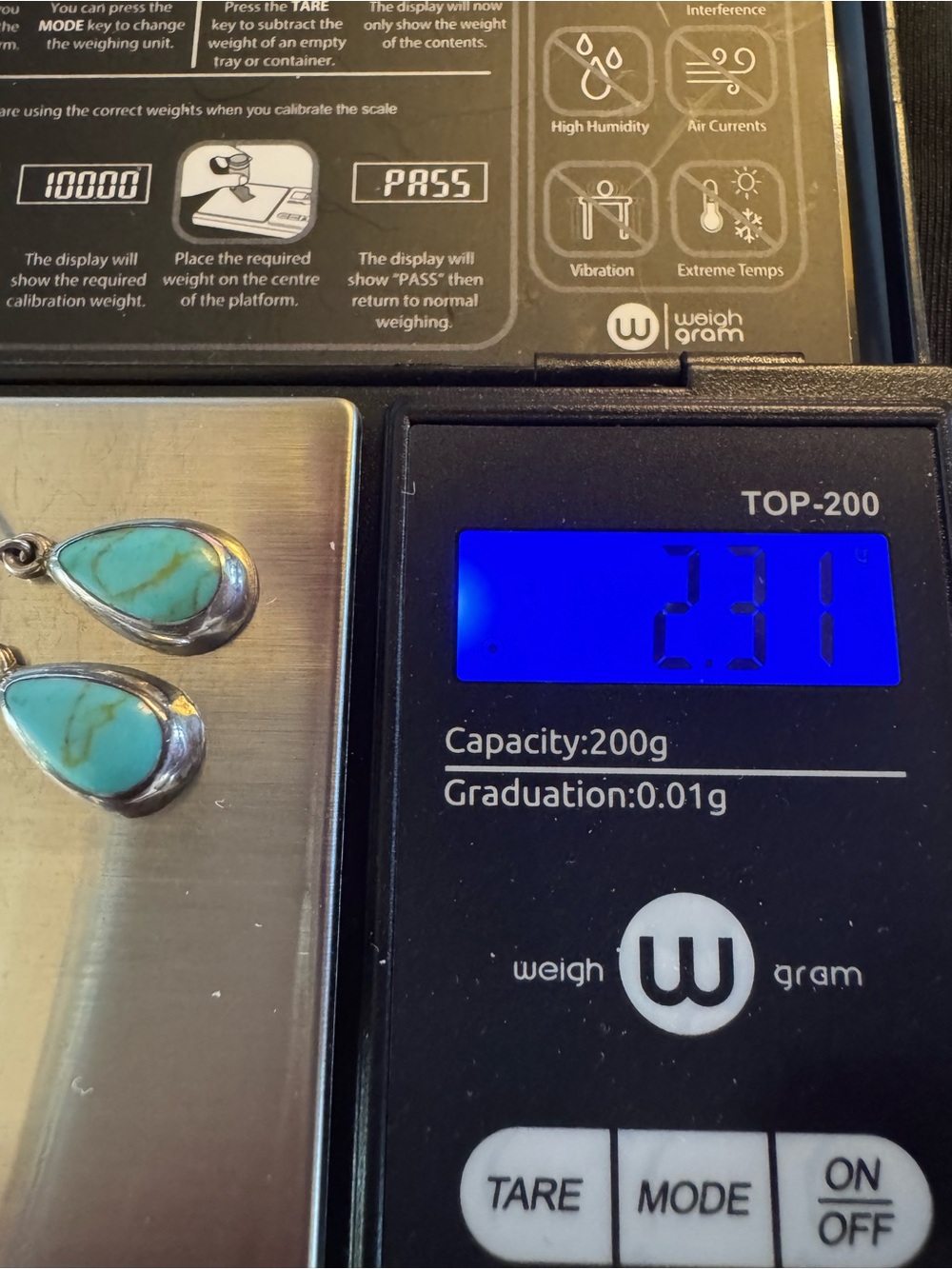 Vintage ATI Mexico Sterling Silver Turquoise Drop Earrings - Picture 3 of 4
